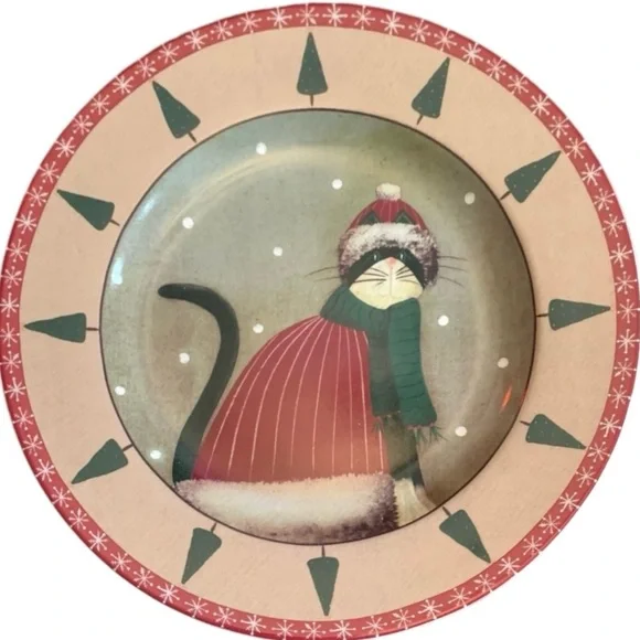 Oneida / Holiday Cats / Mix of 4 Stoneware Salad/ Dessert Plates in box - Picture 5 of 14